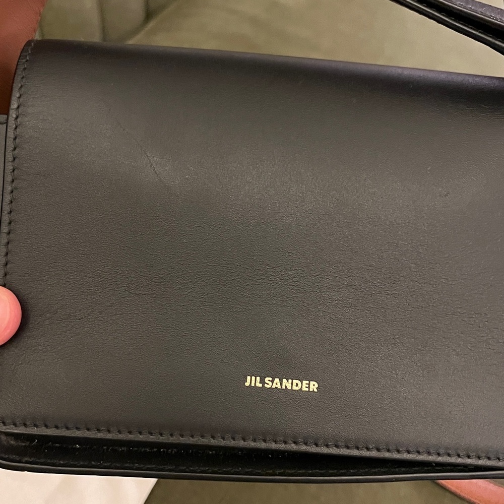 Jil Sander All Day Flap Bag Black Calfskin gold hardware. Rare. - Picture 2 of 14